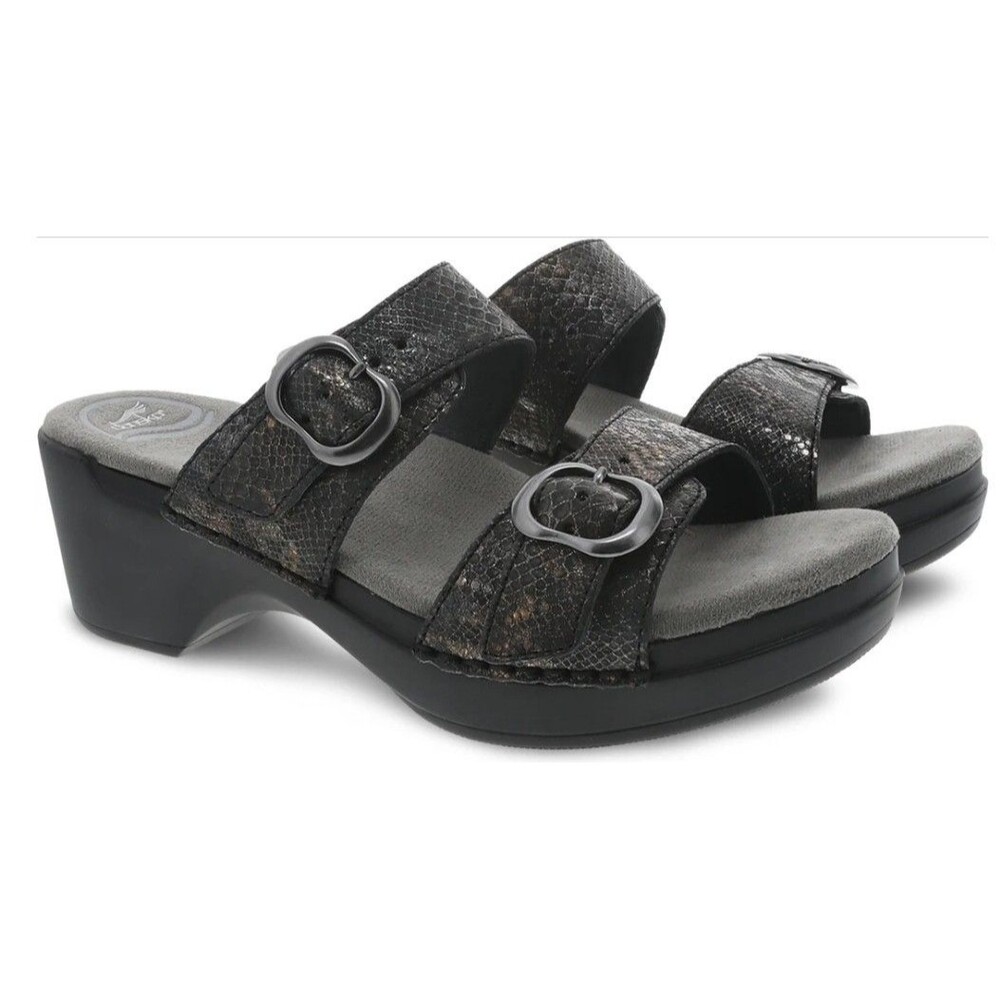 Dansko Sophie Women's Metallic Python Slide Wedge Sandals Size EU 41 US 10.5 NEW